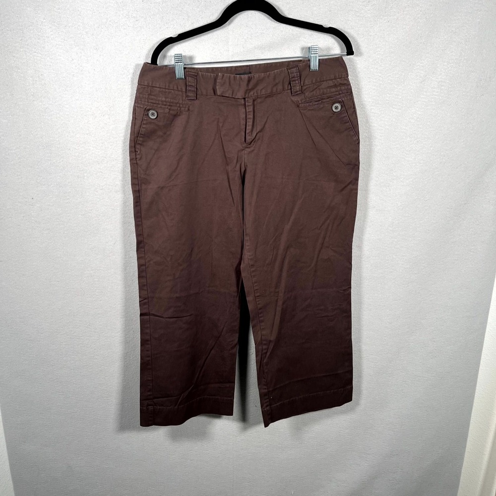 Mossimo Cropped Pants Womens 37W Brown Slash Pockets Classic Outdoor Straight